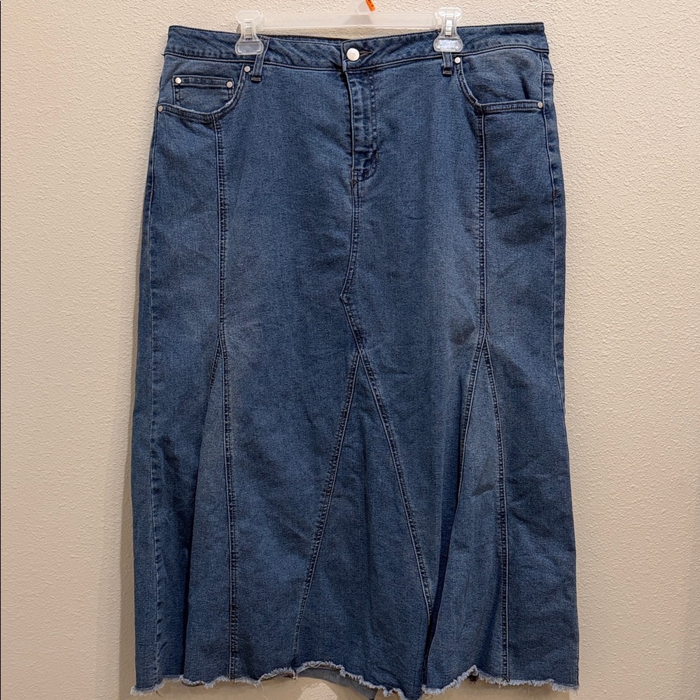 Cato denim maxi skirt, flared bottom, size 18W